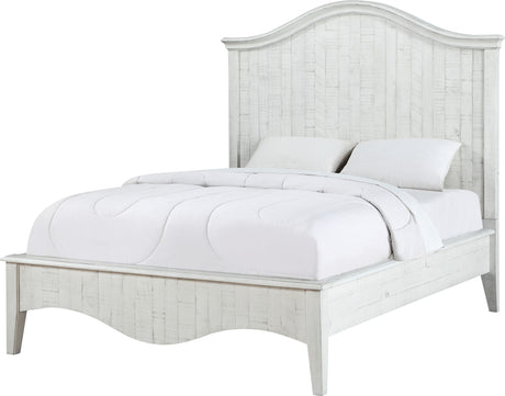 Ella White Wash Solid Wood California King Crown Bed - Ornate Home