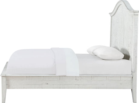 Ella White Wash Solid Wood California King Crown Bed - Ornate Home
