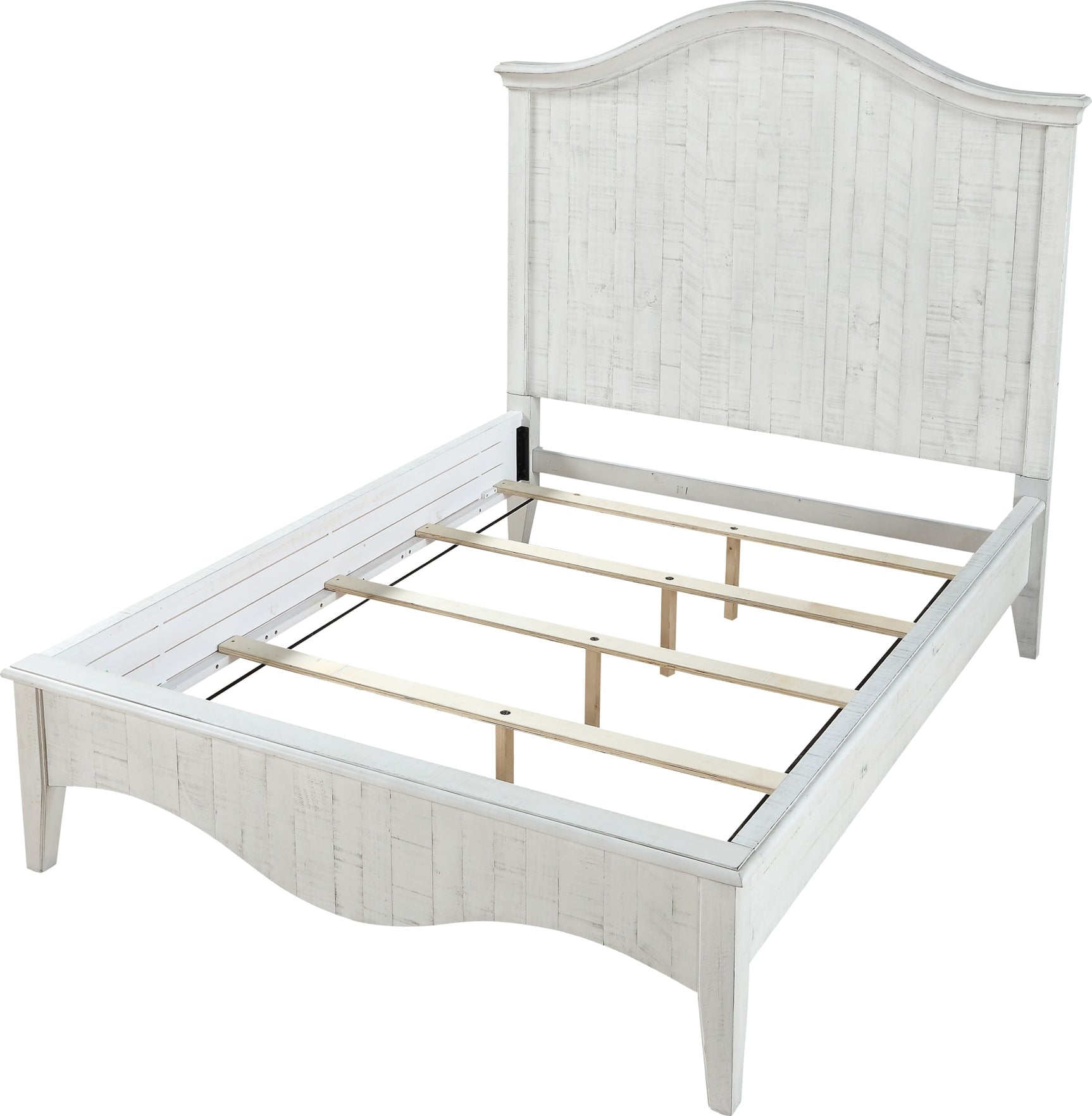 Ella White Wash Solid Wood California King Crown Bed - Ornate Home