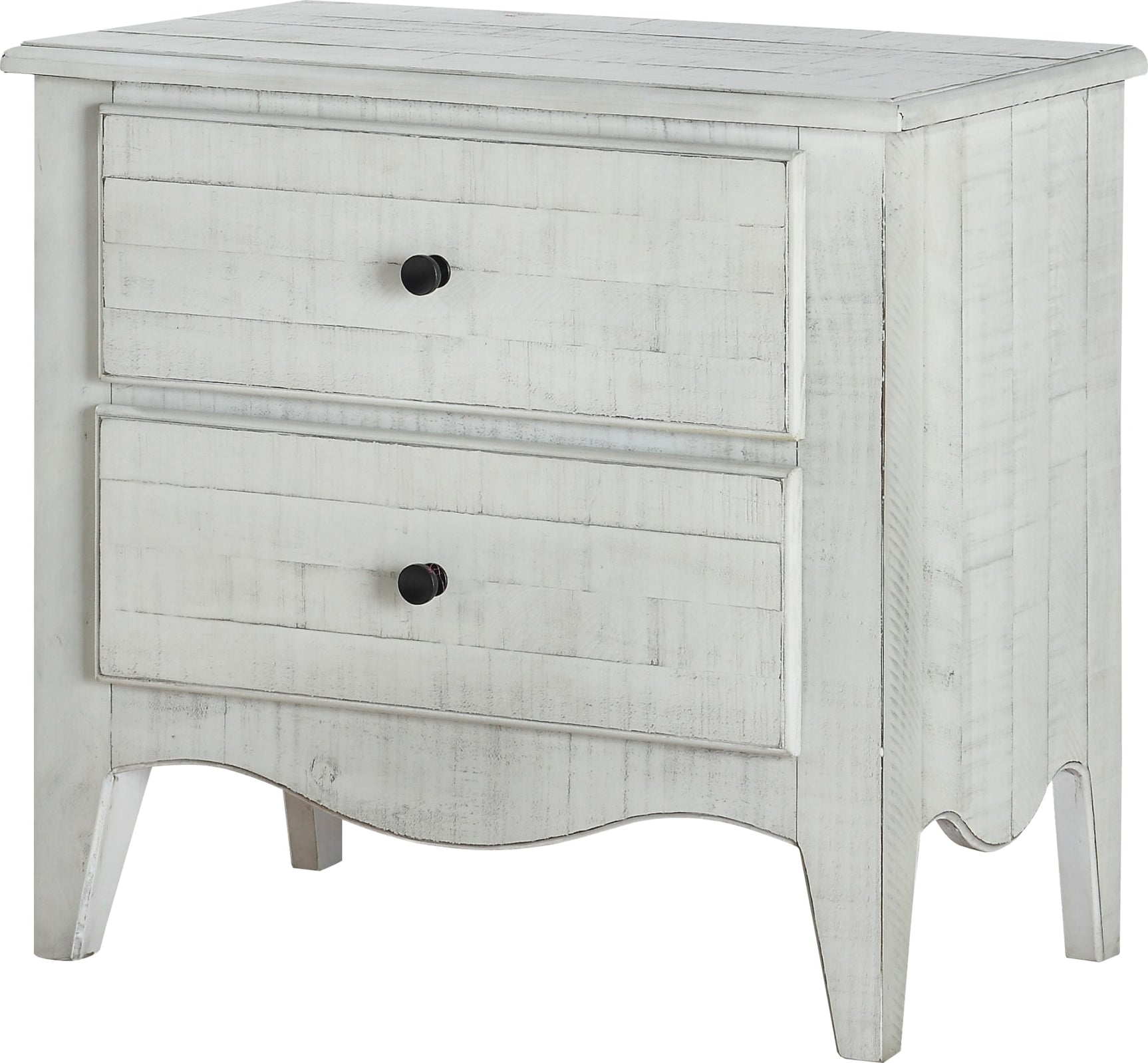 Ella White Wash Solid Wood Two Drawer Nightstand - Ornate Home