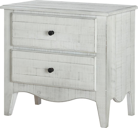 Ella White Wash Solid Wood Two Drawer Nightstand - Ornate Home
