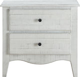 Ella White Wash Solid Wood Two Drawer Nightstand - Ornate Home