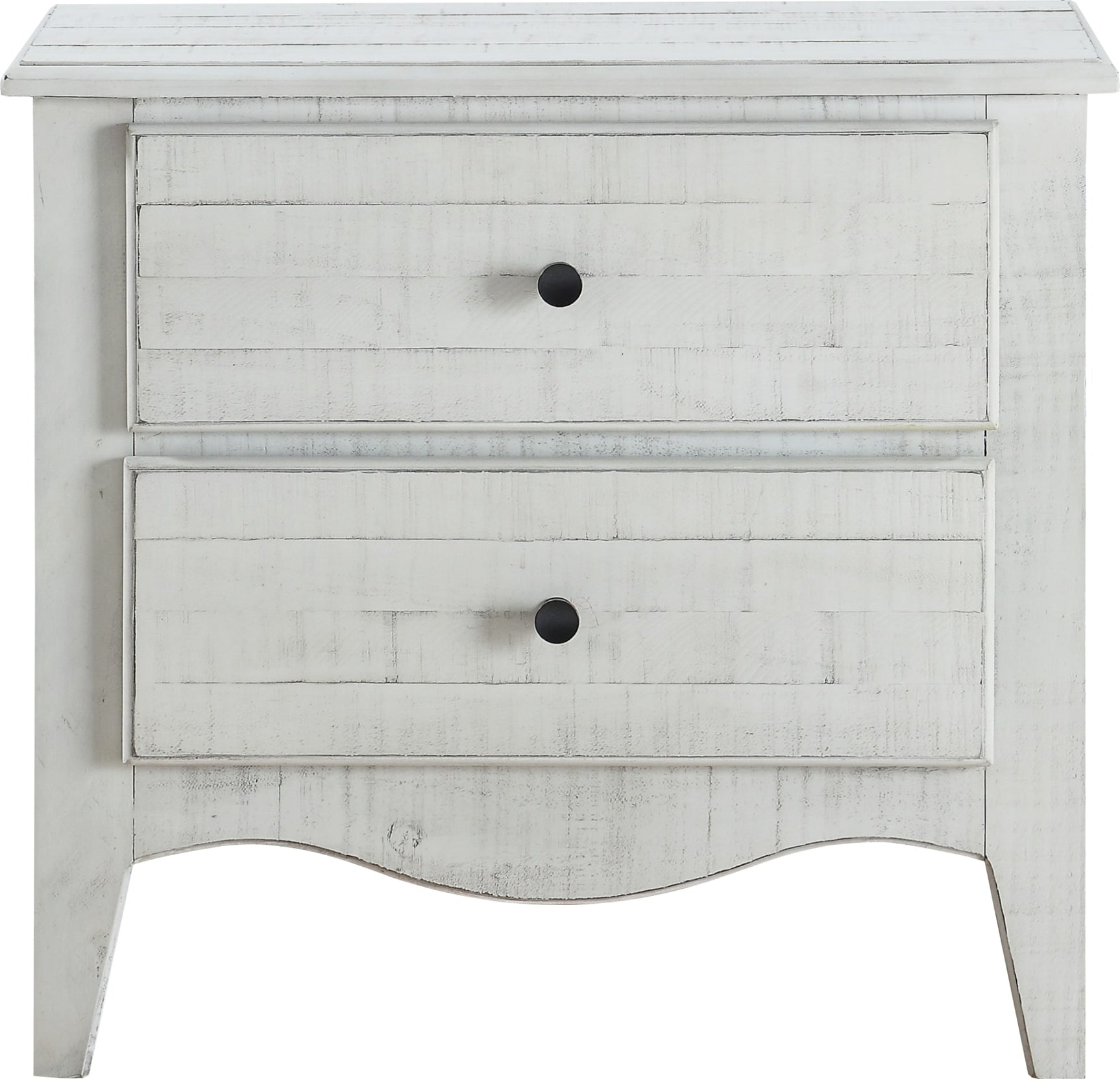 Ella White Wash Solid Wood Two Drawer Nightstand - Ornate Home