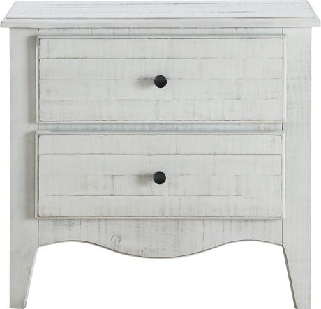 Ella White Wash Solid Wood Two Drawer Nightstand - Ornate Home