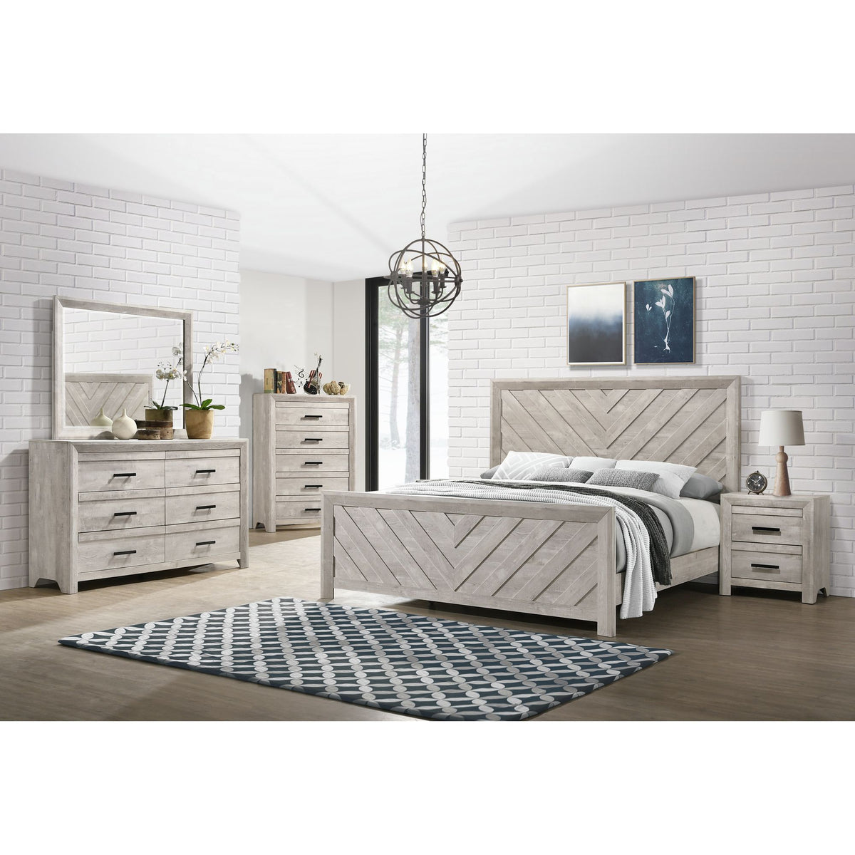 Ellen White Queen Bed - Ornate Home
