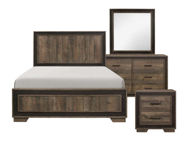 Ellendale Rustic Mahogany /Dark Ebony 4-piece Queen Bedroom Set - Ornate Home