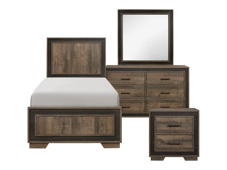 Ellendale Rustic Mahogany / Dark Ebony 4-piece Twin Bedroom Set - Ornate Home