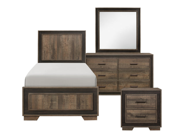 Ellendale Rustic Mahogany / Dark Ebony 4-piece Twin Bedroom Set - Ornate Home