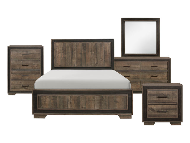 Ellendale Rustic Mahogany/Dark Ebony 5-Piece Queen Bedroom Set - Ornate Home