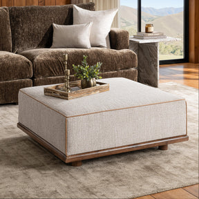 Ellerie Latte Ottoman - Ornate Home