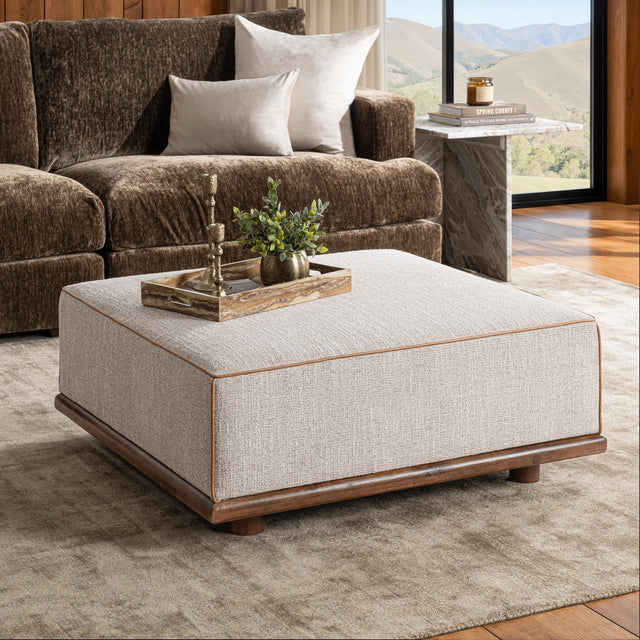 Ellerie Latte Ottoman - Ornate Home