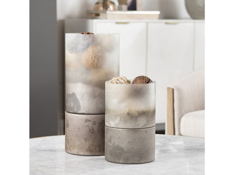 Ellery Brown/Transparent Large Metallic Smoke Hurricane Globes - Ornate Home