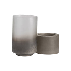 Ellery Brown/Transparent Large Metallic Smoke Hurricane Globess (Set of 2) - Ornate Home