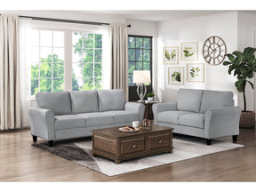 Ellery Dark Gray Textured Fabric Living Room Set / 2pc - Ornate Home
