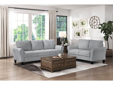 Ellery Dark Gray Textured Fabric Living Room Set / 2pc - Ornate Home