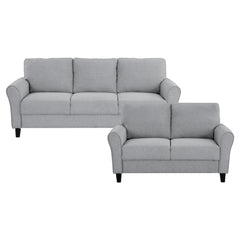 Ellery Dark Gray Textured Fabric Living Room Set / 2pc - Ornate Home