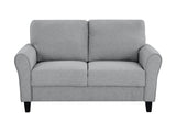 Ellery Dark Gray Textured Fabric Loveseat - Ornate Home