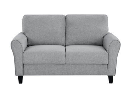 Ellery Dark Gray Textured Fabric Loveseat - Ornate Home