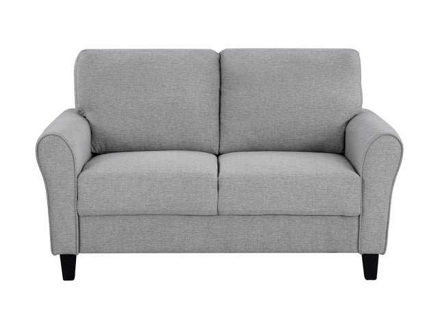Ellery Dark Gray Textured Fabric Loveseat - Ornate Home