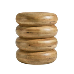 Ellery Natural Round Stacked Wood Side Table - Ornate Home