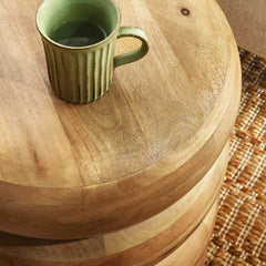 Ellery Natural Round Stacked Wood Side Table - Ornate Home