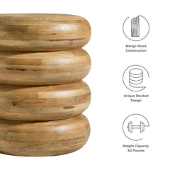 Ellery Natural Round Stacked Wood Side Table - Ornate Home