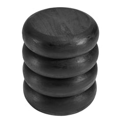 Ellery Wirebrush Black Round Stacked Wood Side Table - Ornate Home