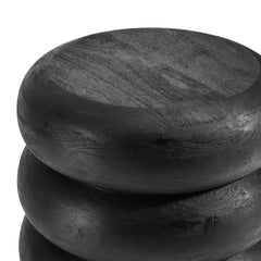 Ellery Wirebrush Black Round Stacked Wood Side Table - Ornate Home