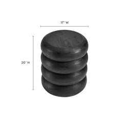 Ellery Wirebrush Black Round Stacked Wood Side Table - Ornate Home
