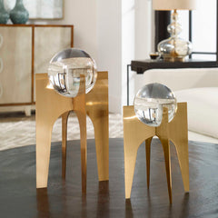 Ellianna Brass/Bronze/Gold Crystal Spheres (Set of 2) - Ornate Home