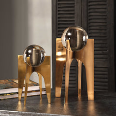 Ellianna Brass/Bronze/Gold Crystal Spheres (Set of 2) - Ornate Home