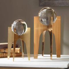 Ellianna Brass/Bronze/Gold Crystal Spheres (Set of 2) - Ornate Home