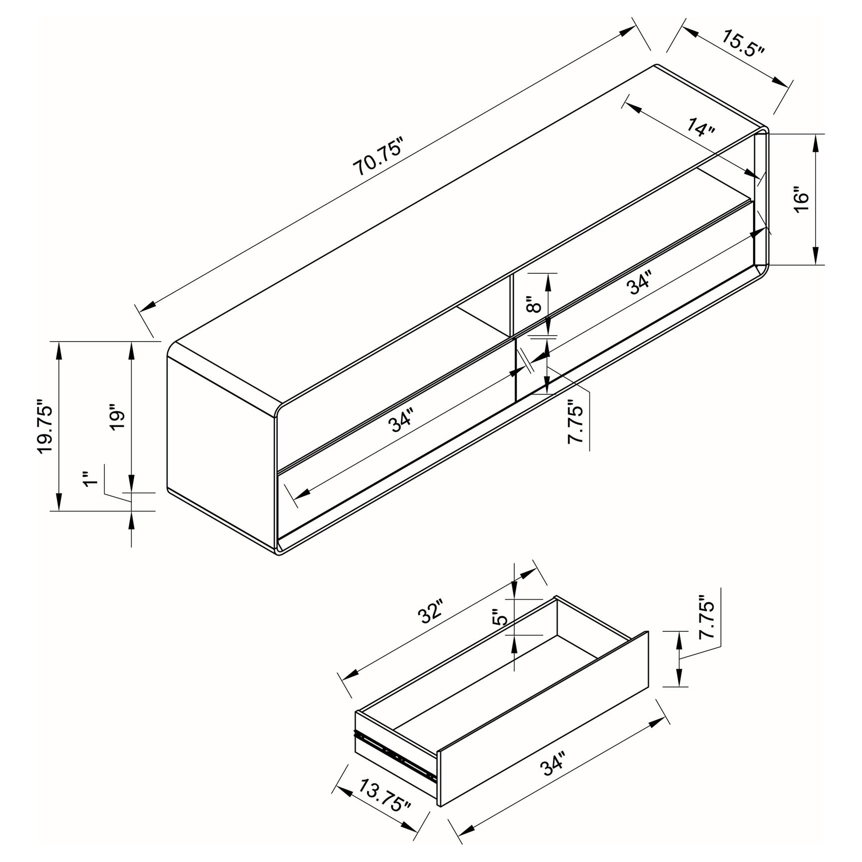 Ellice White 71-inch TV Stand Media Console - Ornate Home