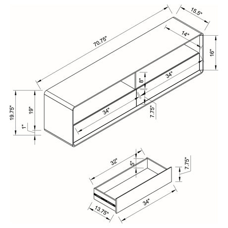 Ellice White 71-inch TV Stand Media Console - Ornate Home