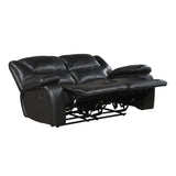 Ellicott Black Double Reclining Loveseat - Ornate Home
