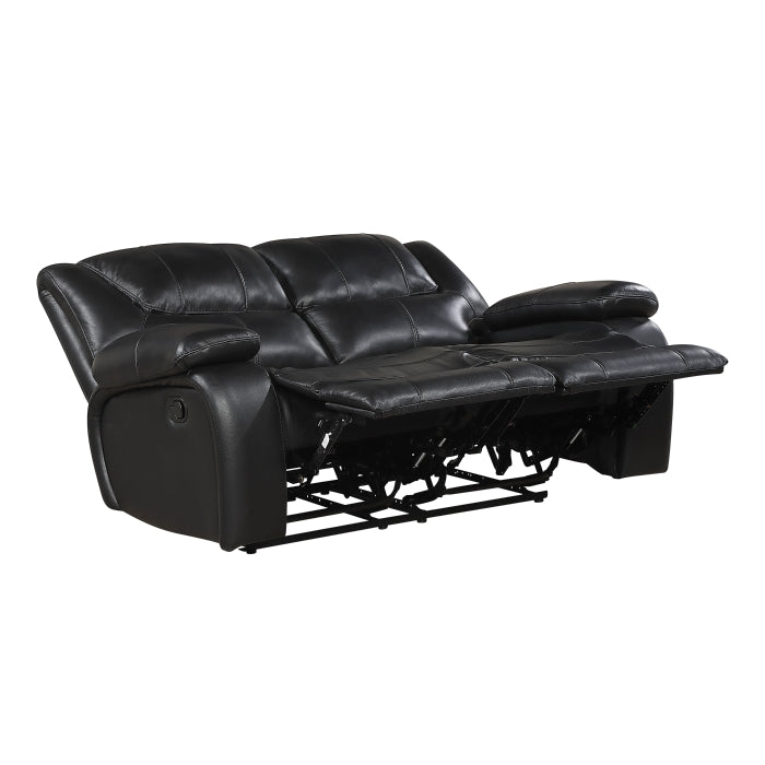 Ellicott Black Double Reclining Loveseat - Ornate Home