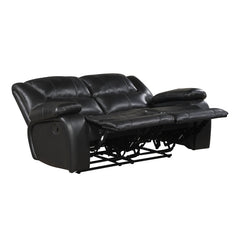 Ellicott Black Double Reclining Loveseat - Ornate Home