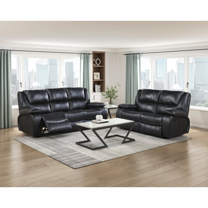Ellicott Black Double Reclining Loveseat - Ornate Home