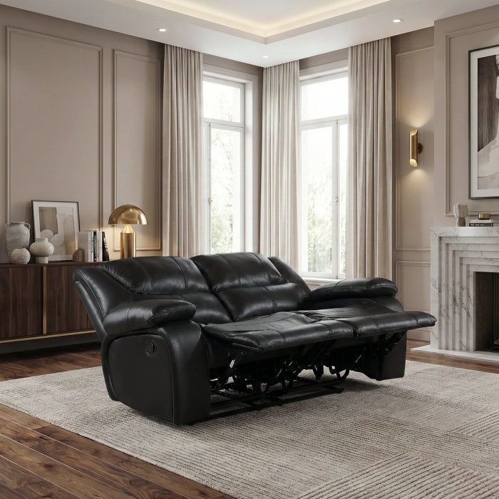 Ellicott Black Double Reclining Loveseat - Ornate Home
