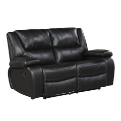 Ellicott Black Double Reclining Loveseat - Ornate Home