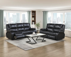 Ellicott Black Double Reclining Loveseat - Ornate Home