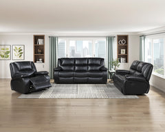 Ellicott Black Double Reclining Loveseat - Ornate Home