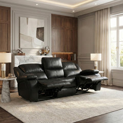 Ellicott Black Double Reclining Sofa - Ornate Home