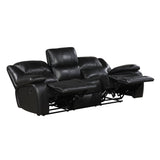Ellicott Black Double Reclining Sofa - Ornate Home