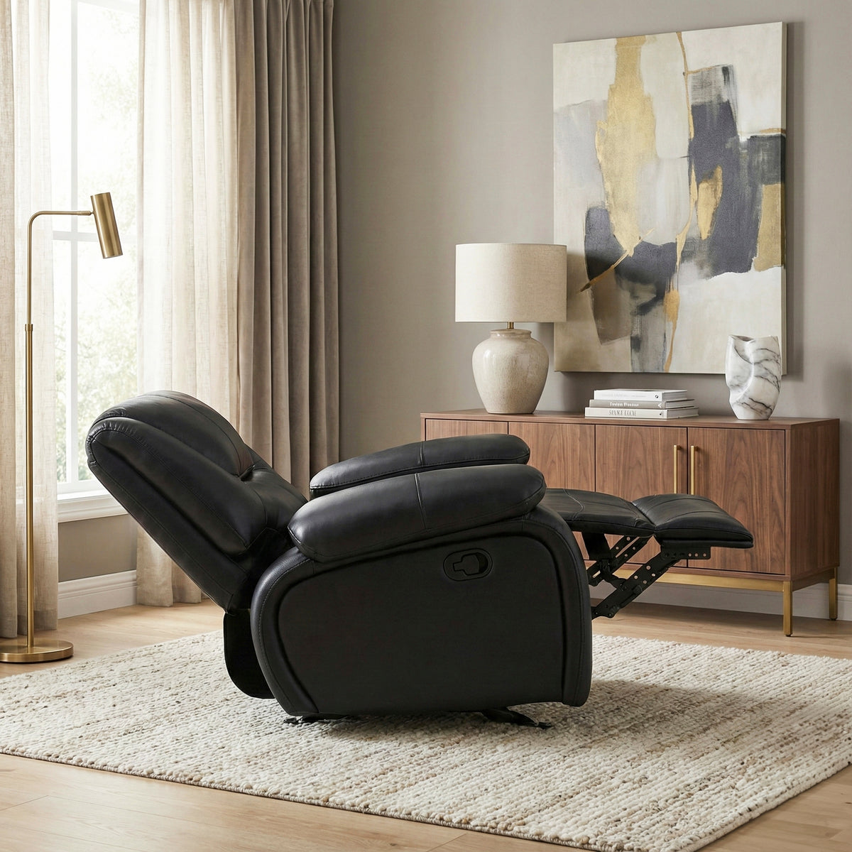 Ellicott Black Glider Reclining Chair - Ornate Home