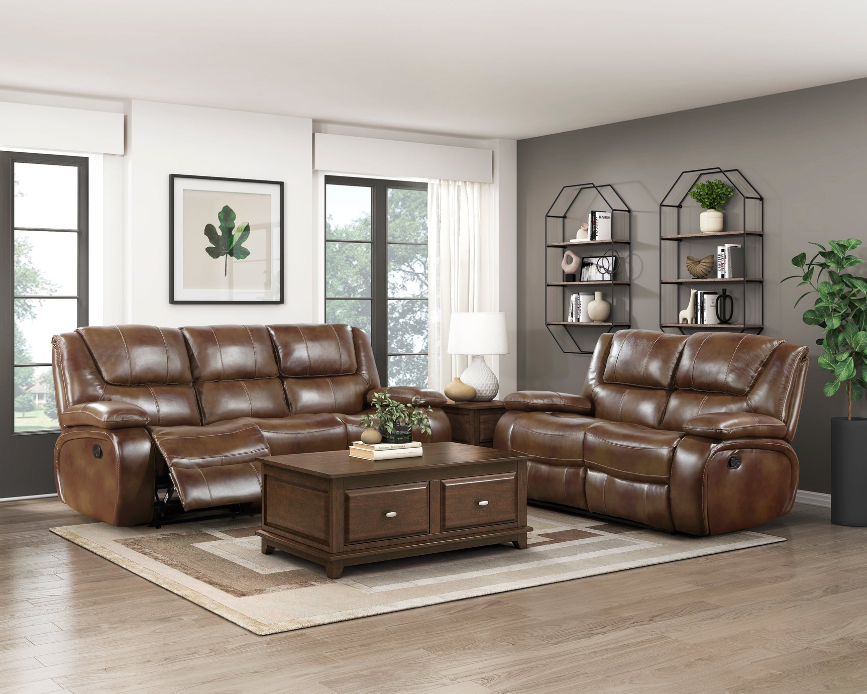 Ellicott Brown Double Reclining Sofa - Ornate Home