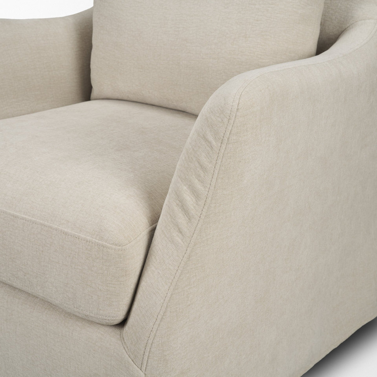 Ellington Cream Slipcovered Slope Arm Accent Chair - Ornate Home