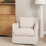 Ellington Cream Slipcovered Slope Arm Accent Chair - Ornate Home