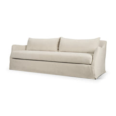 Ellington Cream Slipcovered Slope Arm Sofa - Ornate Home