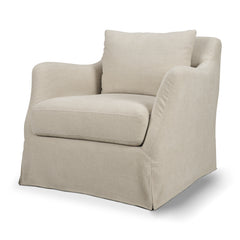 Ellington Cream Slipcovered Slope Arm Swivel Accent Chair - Ornate Home